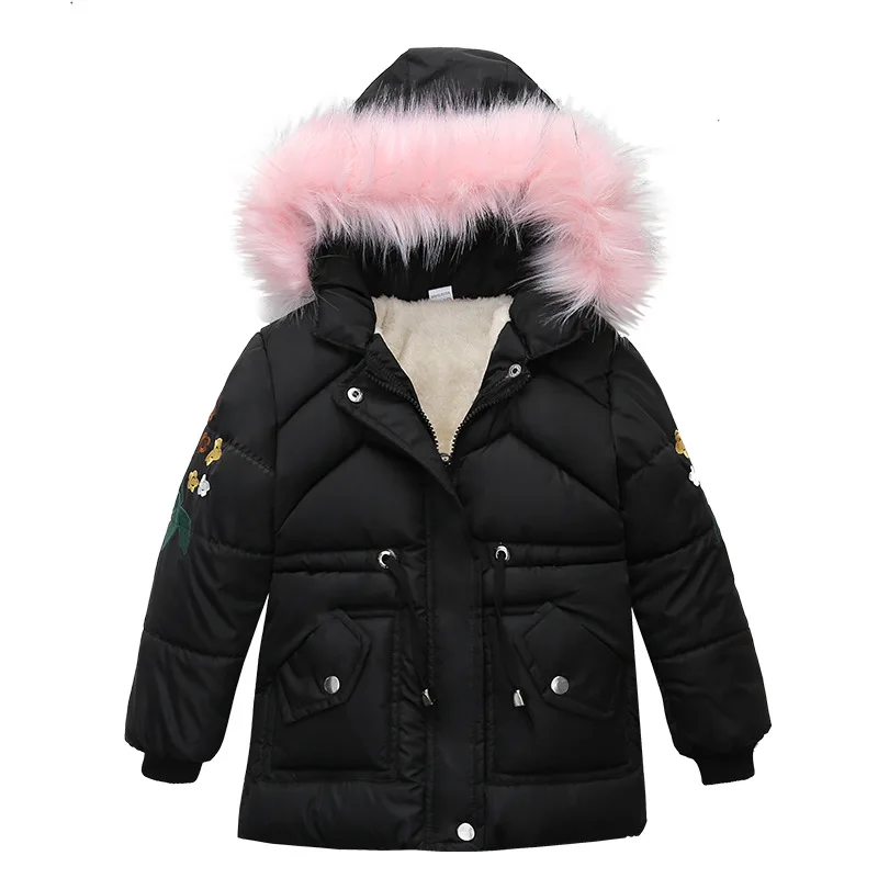 Winter Thick Warm Boys Jackets Coats Cotton-Padded Girls Clothes Children Girl Costume For Kid Outerwear Fur Collar Coat | Детская