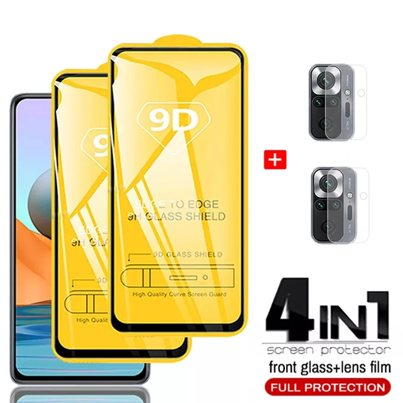

9D закаленное стекло для Xiaomi Redmi Note 10 9 Pro 10s 9s 9T 8T 9A 9C, защитные пленки для экрана Mi Poco X3 Pro NFC M3 M4 F3, пленка для объектива