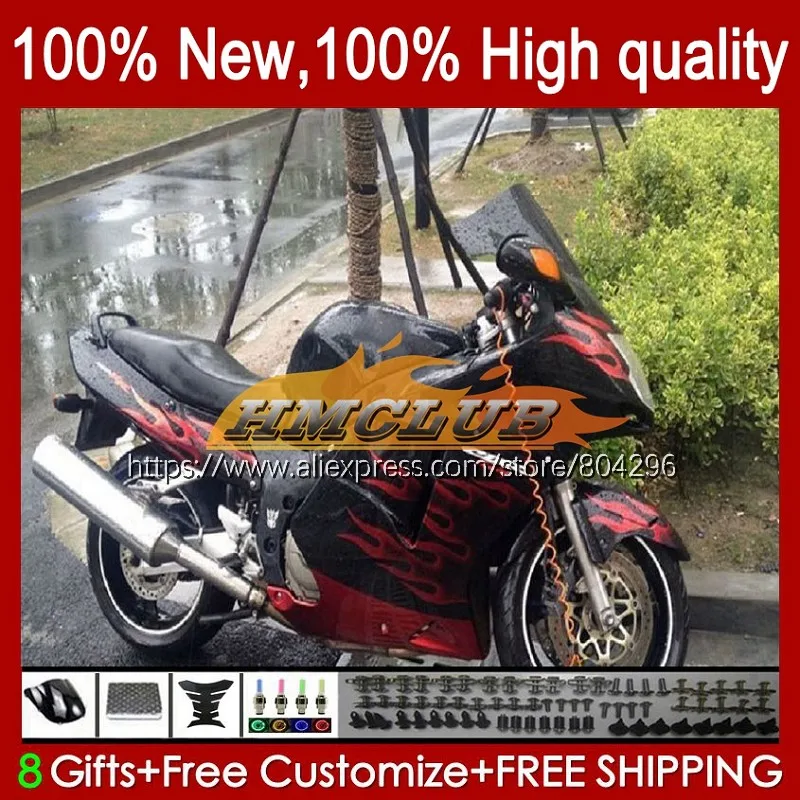 

Blackbird For HONDA CBR1100XX 1996 1997 1998 1999 2000 2001 20No.82 CBR1100 XX CBR 1100XX 02 03 04 05 06 07 Red flames Fairing