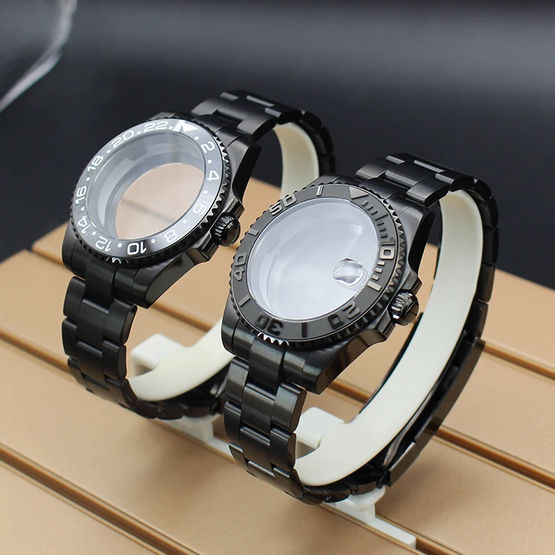 40mm Black Submariner Men's Watches Case 28.5mm Dial Bracelet Watchband Parts For seiko nh35 nh36 miyota 8215 eta 2824 Movement