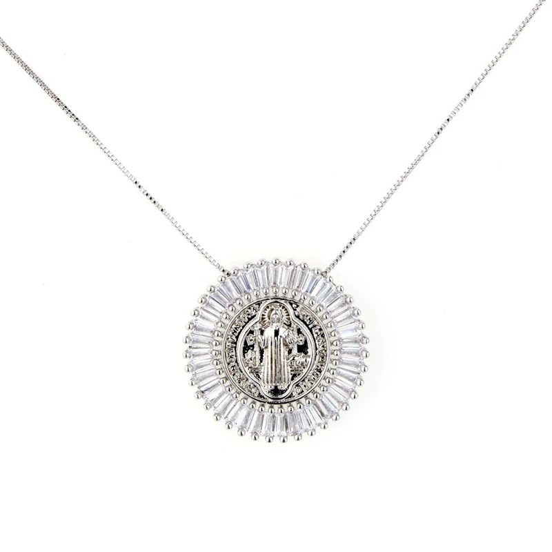 

Round Pendant Necklaces For Women Hight Quality Cubic Zirconia Fashion Jewelry Gold and Silver Plated color Feminine Accessories