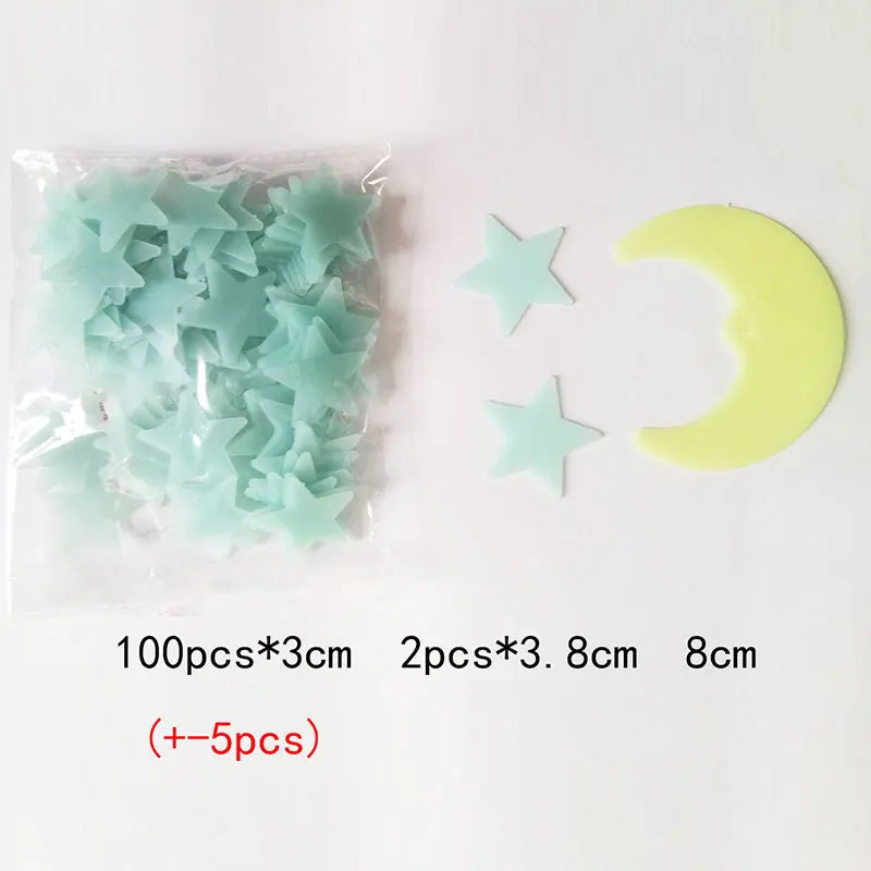 

Fantasy starry sky, blue light, stars and moon combination, 3D stereo luminous stickers, bedroom decoration