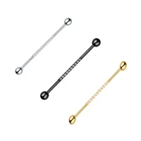 industrial scaffold barbell ear piercing bar surgical steel charm cz gem zircon 14g long earring black gold cubic zirconia 16g