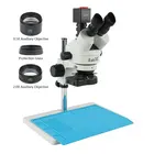 Тринокулярный стереомикроскоп siмультифокальный 7-45X + 1080P SONY IMX307 электронная цифровая камера + 144 светодиодсветильник ка + коврик для пайки