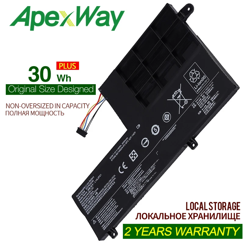 Аккумулятор L14L2P21 для ноутбука LENOVO Yoga 500-14ISK S41-70 S41-75 L14M2P21 2ICP6/54/90 7 4 V 30WH | Компьютеры и
