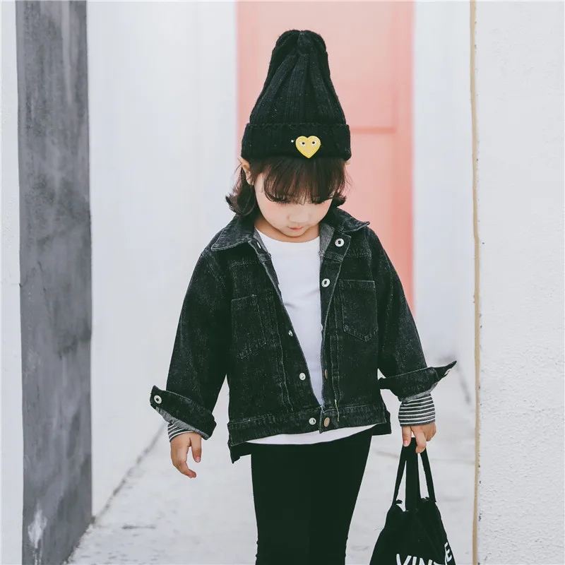 Ins/осенняя одежда для маленьких мальчиков и девочек джинсовая куртка корейское