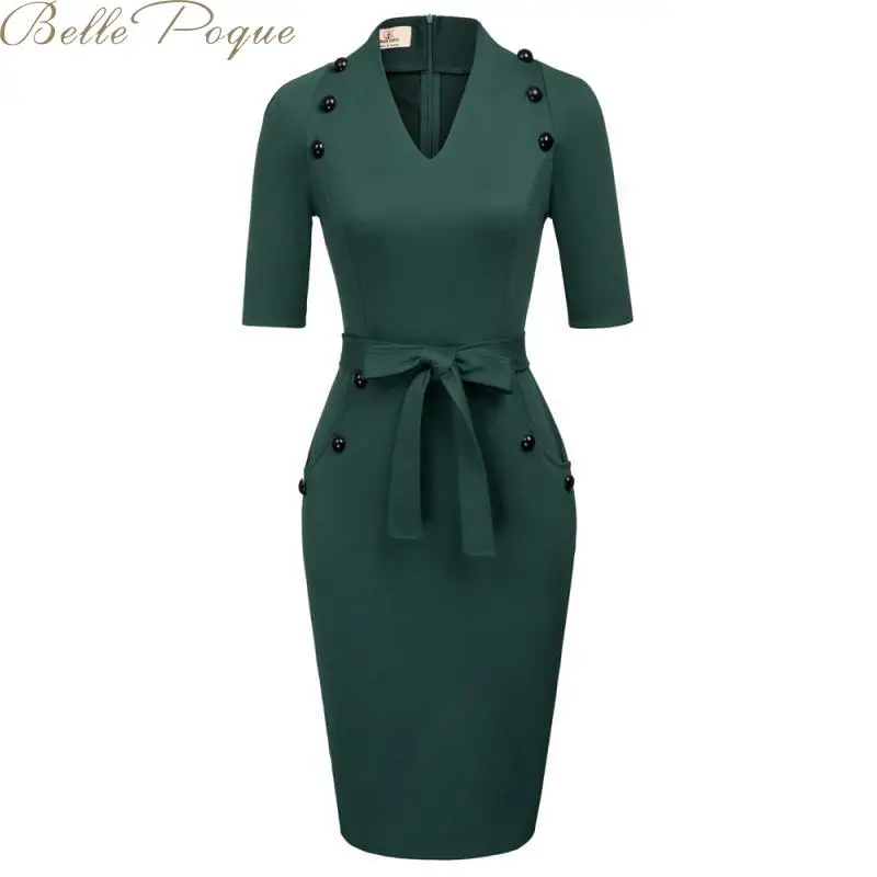 Belle Poque Ретро Бандажное платье для женщин 2019 элегантные офисные женские платья с