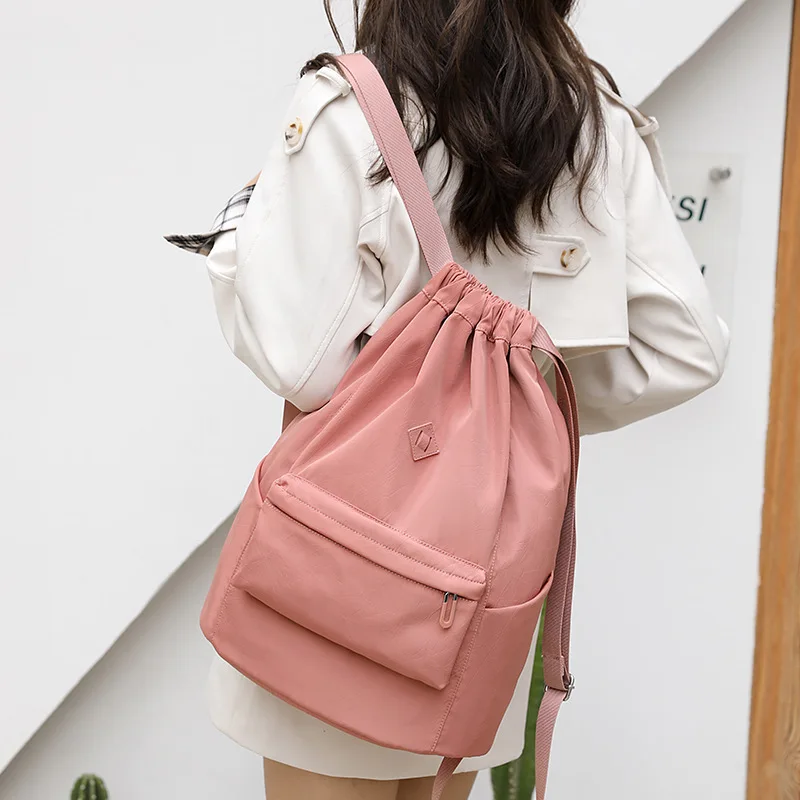 

Модный трендовый водонепроницаемый дорожный рюкзак для женщин, вместительный спортивный нейлоновый однотонный школьный ранец с мягкой сп...