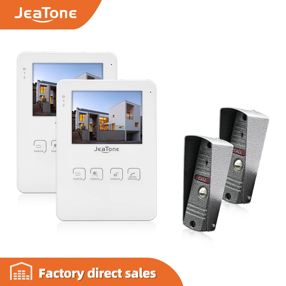 JeaTone 4 &quotпроводной видеодомофон дверной звонок Система внутренней связи
