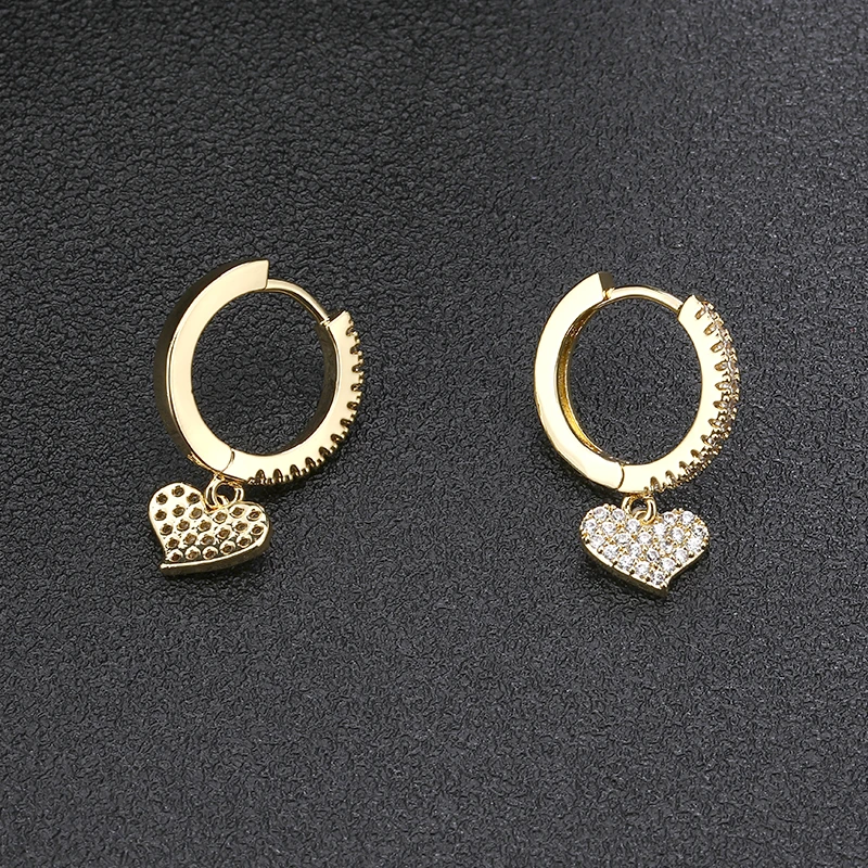 

Fashion Cute Love Heart Hoop Earrings Brilliant Crystal Pendant Drop Earrings for Women Party Jewelry Gift Customized Earrings