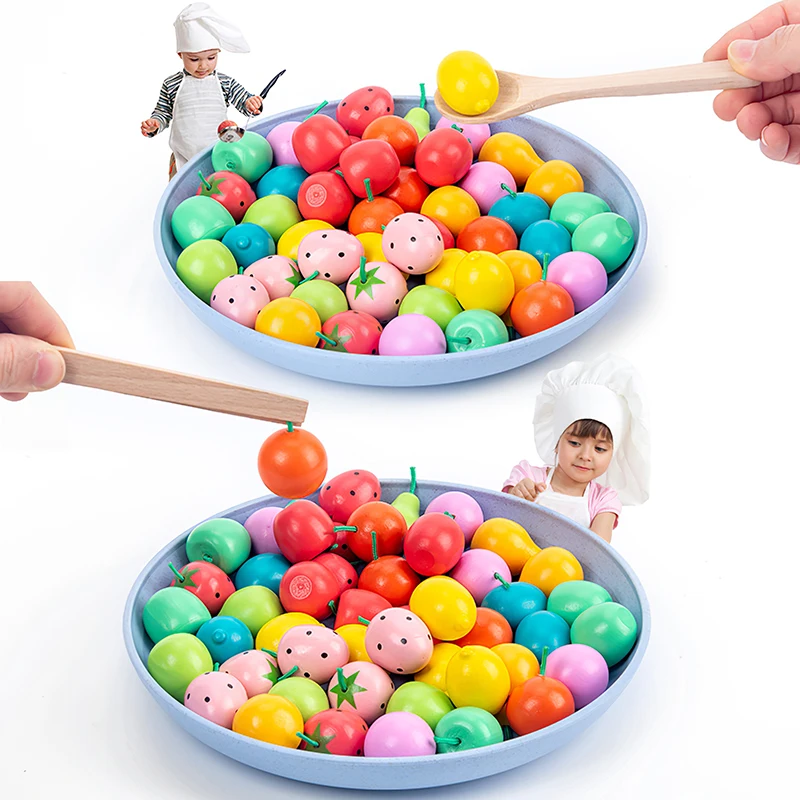 

Wooden Play House Toys Simulation Fruit Sorting Tray Game Early Education Color Cognitive Math Enlightenment Teaching Aid Gifts