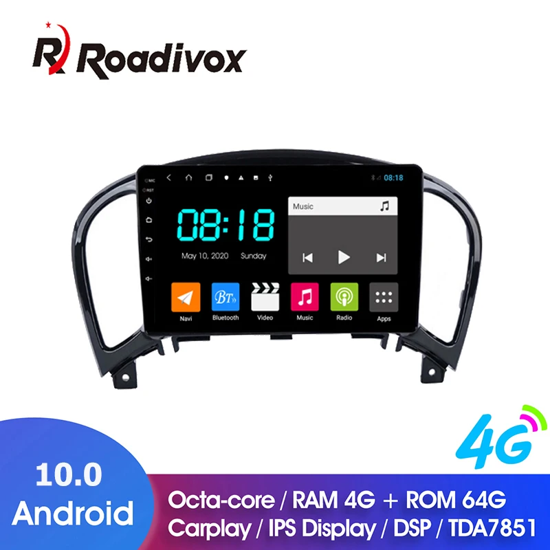 9 &quotAndroid 10 0 ОЗУ 4 Гб ПЗУ 64 ГБ для Nissan JUKE 2010 2014 Автомобильный Dvd Gps навигатор Радио