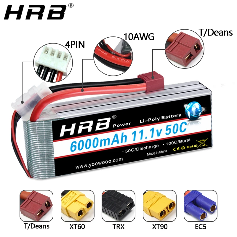 HRB-bater&iacute;a Lipo 3S, 11,1 V, 2200mah, 5000mah, 1300mah, 1500mah, 1800mah, 3000mah, 4000mah, 6000mah, 10000mah, 12000mah, XT60-1
