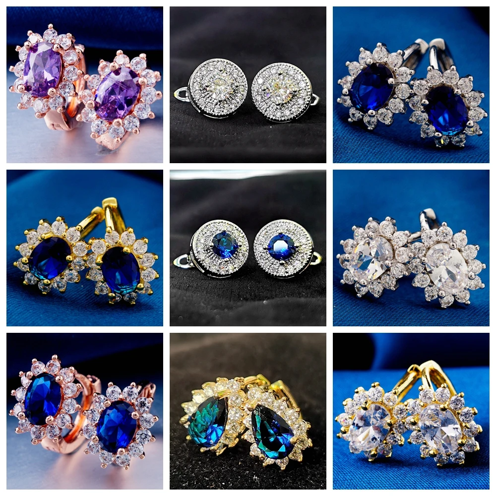 22 стиля Циркония Золотое покрытие круг серьги в виде колец для девочек милая