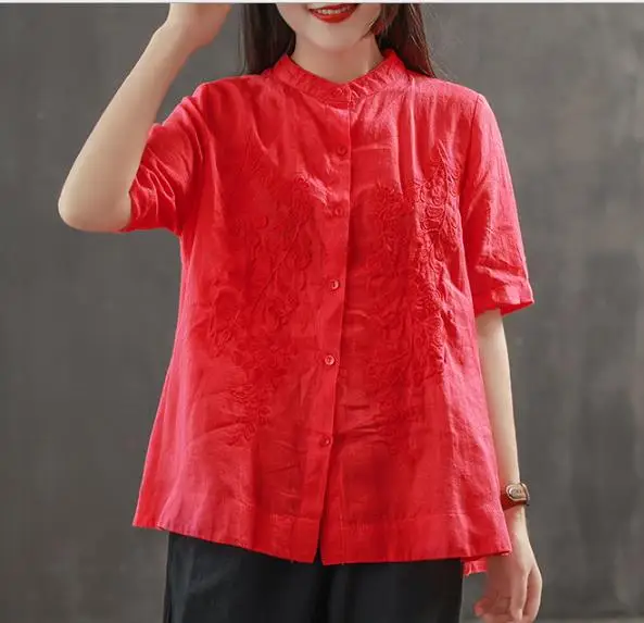 Топы со стоячим воротником новинка 2020 Летняя Повседневная белая блузка с