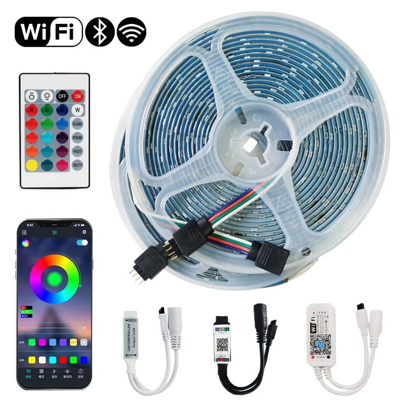 

Neon 12V LED Strip Lighting Wifi Tape Diode Bedroom Decoration Bluetooth luces Led Lights 5050 Waterproof Flexible Ribbon DC RGB