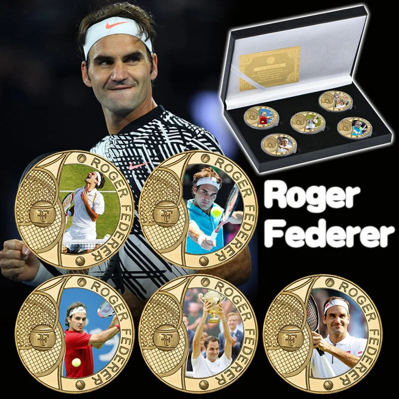 

The Greatest Tennis Player Gold Plated Commemorative Coins Set In Coin Holder Original Sports Challenge Coin Souvenir Gifts