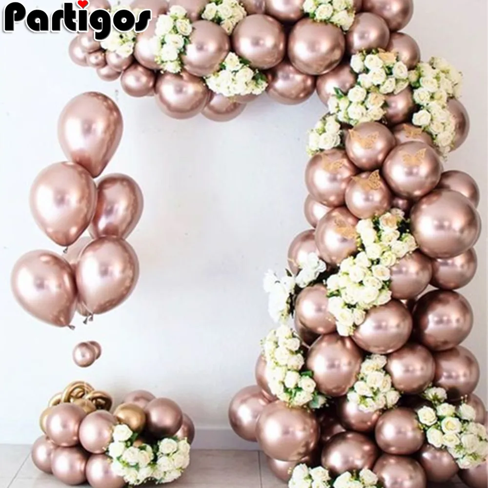 

50/30/20pcs Rose Gold Metal Balloons Chrome Metallic ballon Birthday deco Wedding Decoration Anniversary balao metalizado 10inch