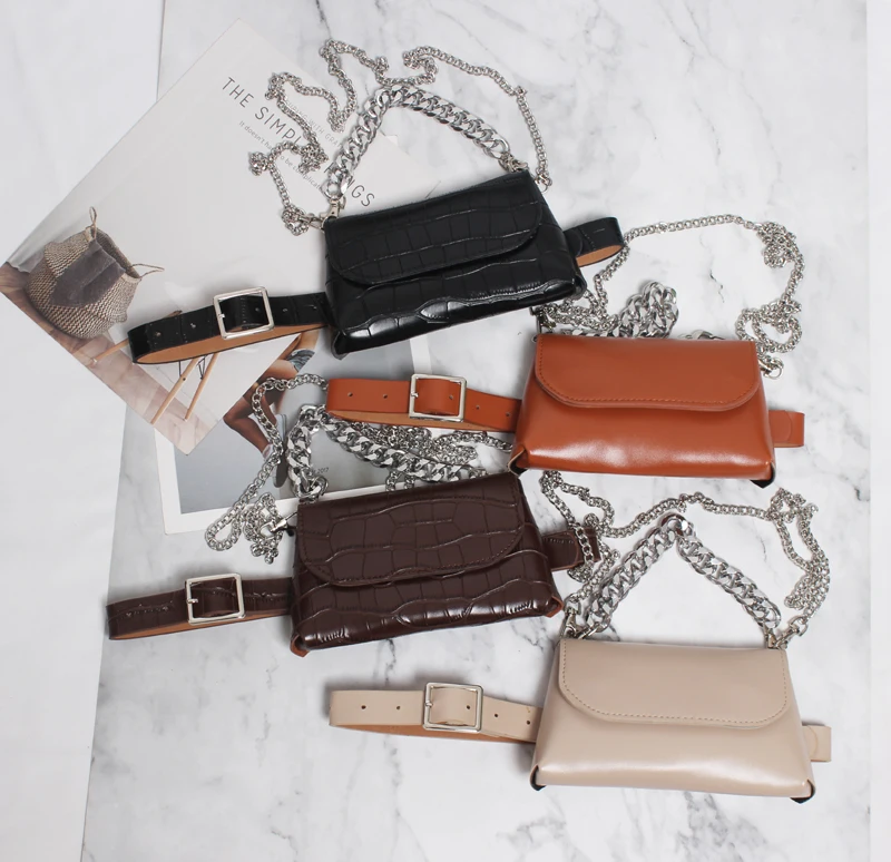 Alligator Leather Belt Bag for Women 2019 Luxury Chains Ladies Shoulder Waist Bags Phone Pocket Purse Hip Fanny Packs |
