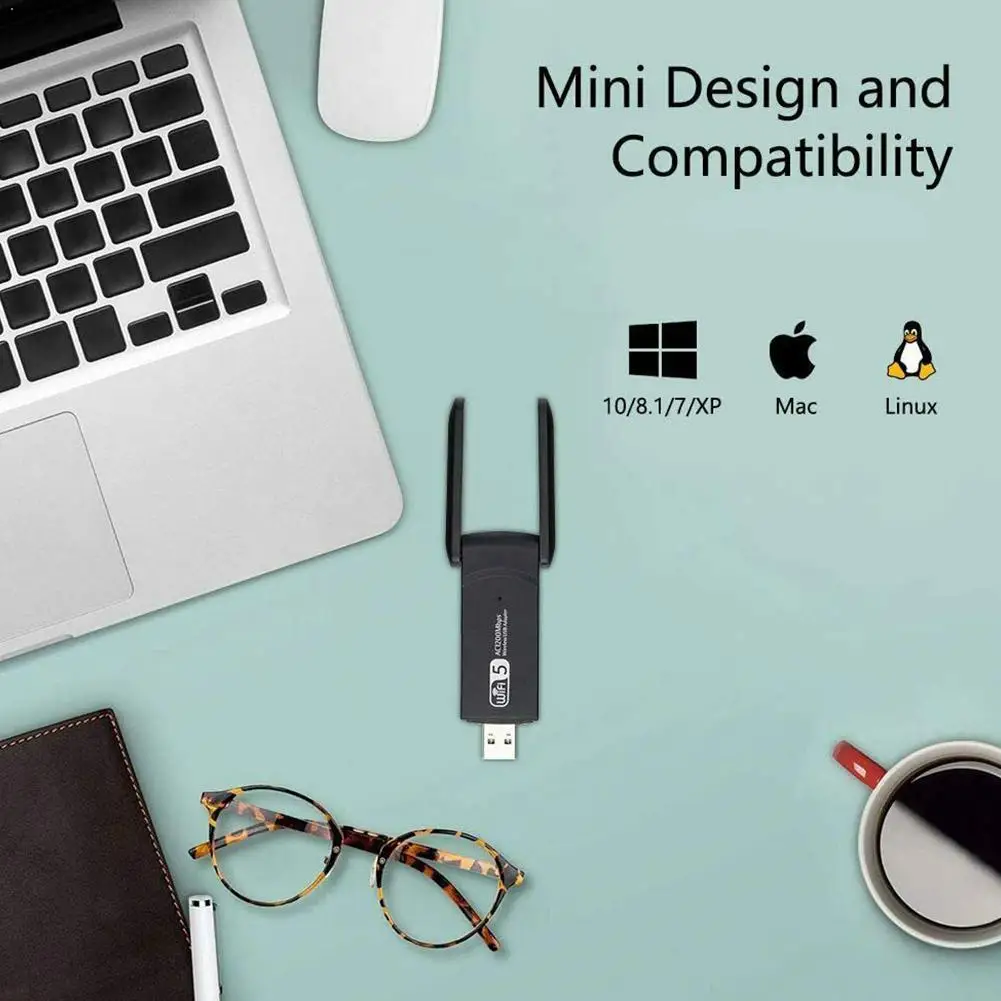 

New USB 3.0 1200Mbps Wifi Adapter Dual Band 5GHz 2.4Ghz Antenna Network Desktop Dongle For Laptop Card Wifi