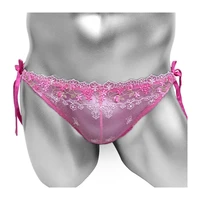 low rise embroidery sexy lingerie for sissy panties underwear see through fashion flower men briefs underpants