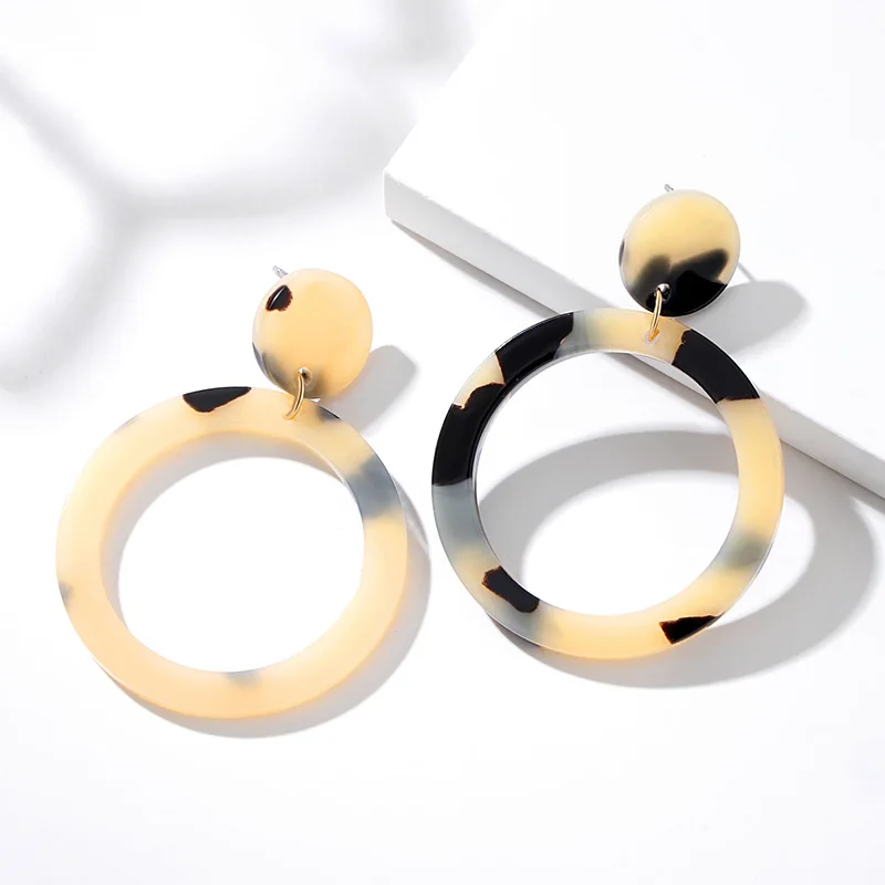 Beige 2 BICUX модные богемные массивные акриловые Висячие серьги для женщин винтажные корейские геометрические висячие серьги ювелирные изделия - Окраска металла: Beige 2
