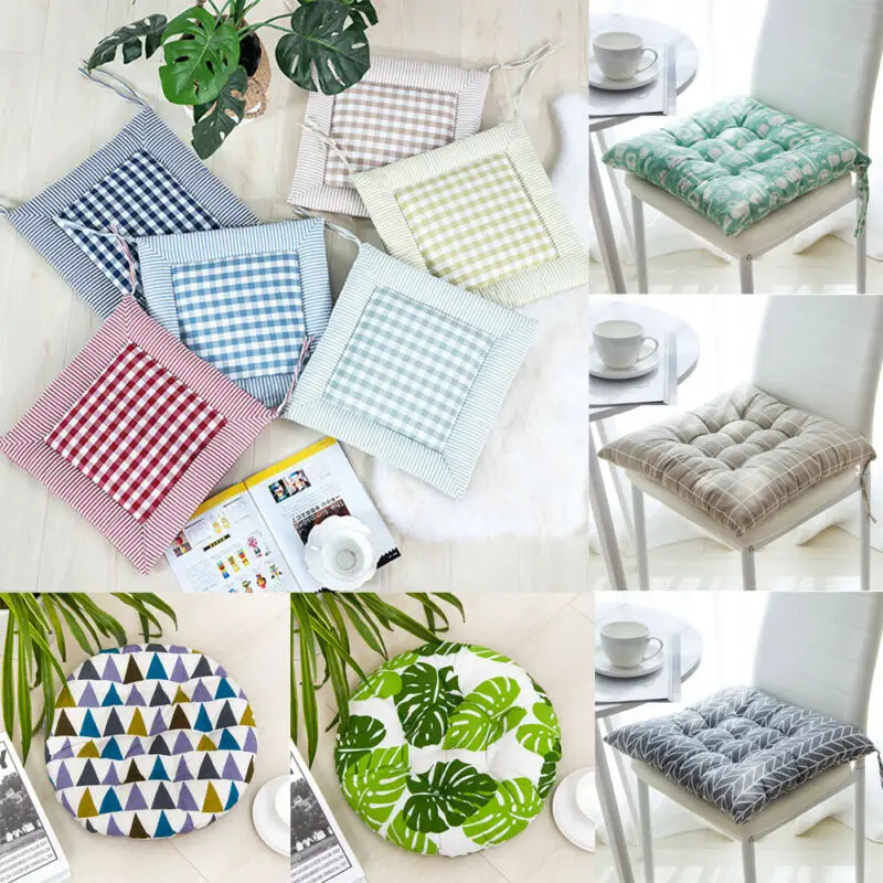 Домашние стул хлопковое мягкое сиденье с подушкой колодки коврик обеденный Кухня подушки галстуком