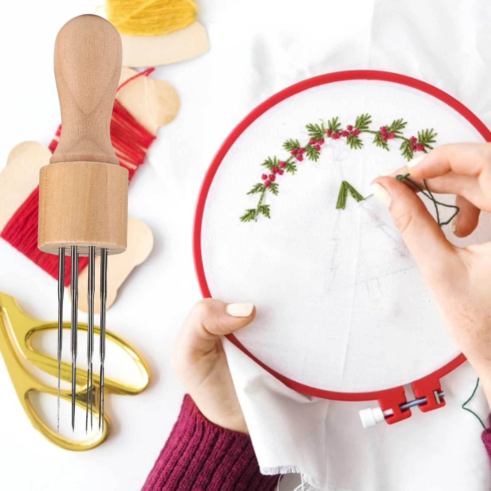 

Felting Needles Wool Felt Tools With Eight Needles Tool Craft Punch Tool With Solid Wood Handle With Finger Cots