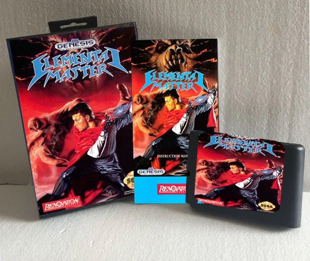 

Elemental Master With Box And Manual 16bit MD Game Card For Sega Mega Drive For Genesis