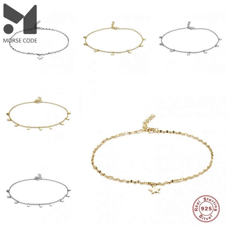 

MC 925 Silver Women Anklets S925 Sterling Plata Women Foot Chain Spain POP 2021 Trend Sexy Ankle Bracelet for Female Lover Gift