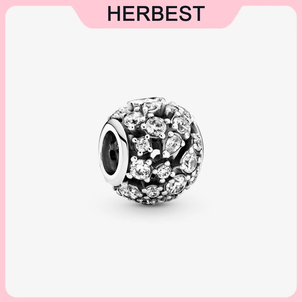 

2021 новые серебряные бусины 925 пробы сверкающие ажурная круглая подрходит к оригиналу Pandora, браслет для женщин, сделай сам, ювелирное изделие,...