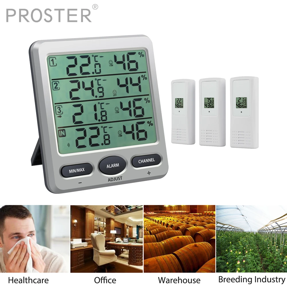 Цифровая метеостанция с термометром гигрометром и 3 датчиками|Приборы для