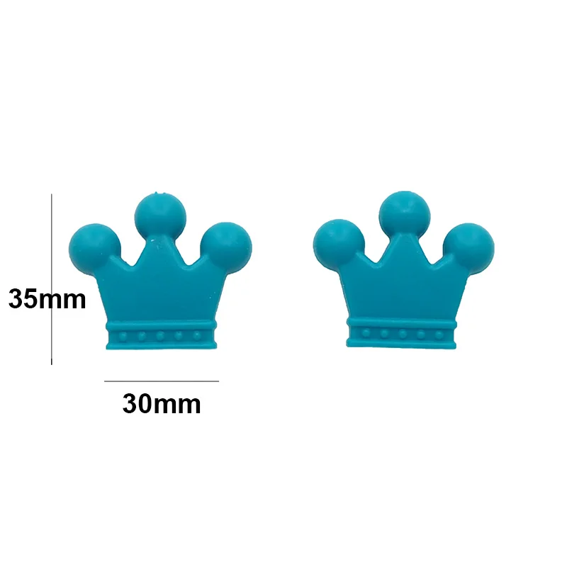 Chenkai 50PCS Baby Teether Crown Silicone Beads Food Grade Pacifier Clips DIY Baby Teething Toy Necklace Nursing Accessories