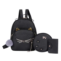 women rucksack teenagers travel backpack 2020 pu leather school bags for girls cartoon cat square satchel light shoulder bag