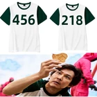 Популярный костюм для косплея по номерам игры кальмар ТВ-шоу 001 456, Мужская футболка, белая спортивная одежда с коротким рукавом для взрослых, модная униформа