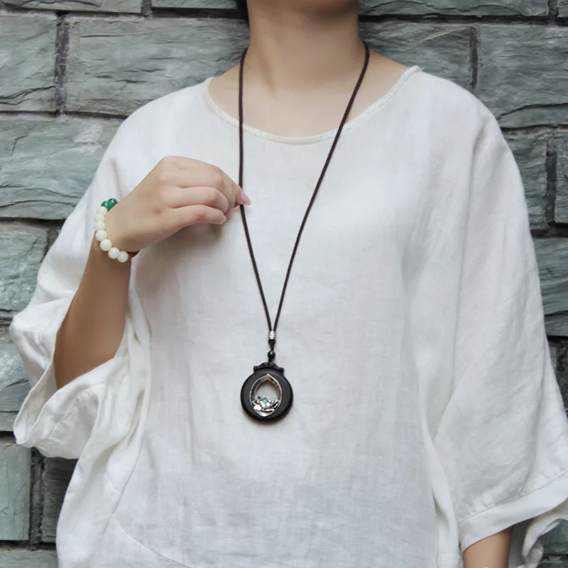 Женское винтажное ожерелье с имитацией цветка лотоса в этническом