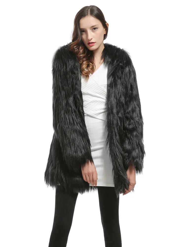 Faux Fur Coat Women's Clothing Winter 2021 European and American Connector Fashion Fourrure Femme Long Sleeve Luxury Brand Woman