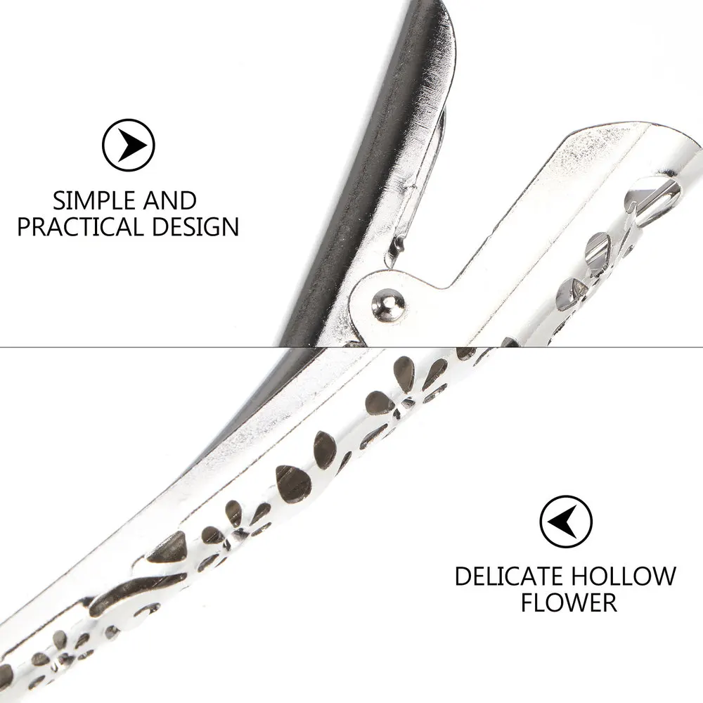 

4pcs Hollow Style Hair Clip Hair Hair Accessories Headpiece without Teeth (Silver)