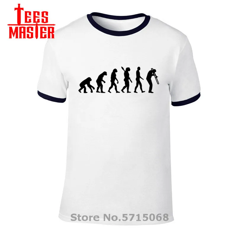 Эволюция тромбон Футболка прямого кроя Homme Повседневная модная одежда с