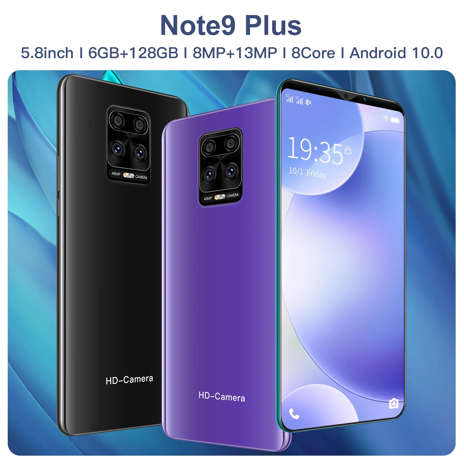 

Hot Note9 Plus 5.8 Inch Andriod Cheap Smartphone 8GB+256GB Cellphone Real Fingerprint 4800mAh Face ID Dual SIM Card Mobile Phone