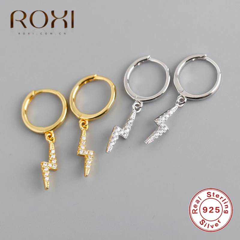 ROXI корейские персональные Стразы Подвеска с молнией маленькие серьги-гвоздики