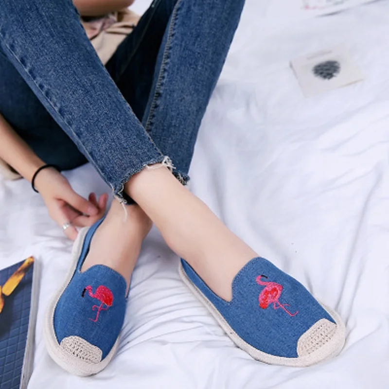 

My-Love 2020 women's espadrille Embroider Comfortable shoes Women Casual Shoes Breathable Flax Hemp Canvas Ladies shoes