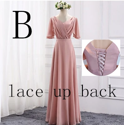 B lace up back Vestidos de festa vestido longo para casamento, новые шифоновые платья для подружек невесты, 10 стилей, большие размеры, недорогие платья для гостей, W4302 - Цвет: B lace up back
