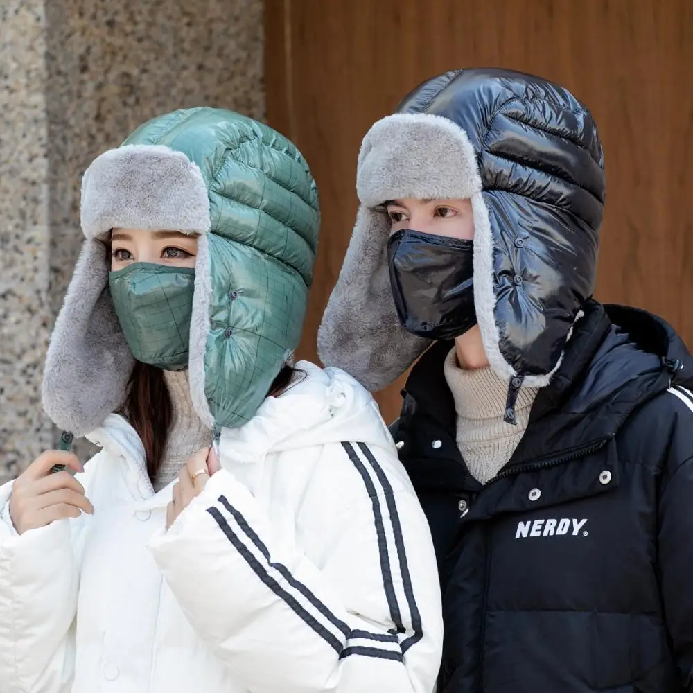 

Classic Winter Bomber Hats Women Men Ear Flap Earflap Hats outdoor windproof waterproof Trooper Hats Unisex Thick Russian Hats