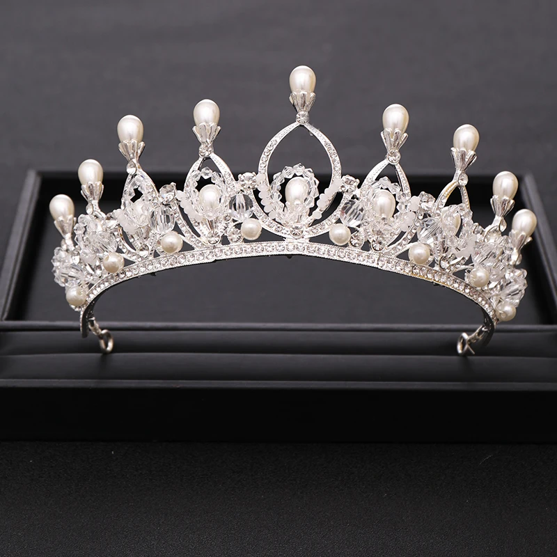 Трендовая Свадебная Корона Стразы с жемчугом и стразами ручной работы Свадебный