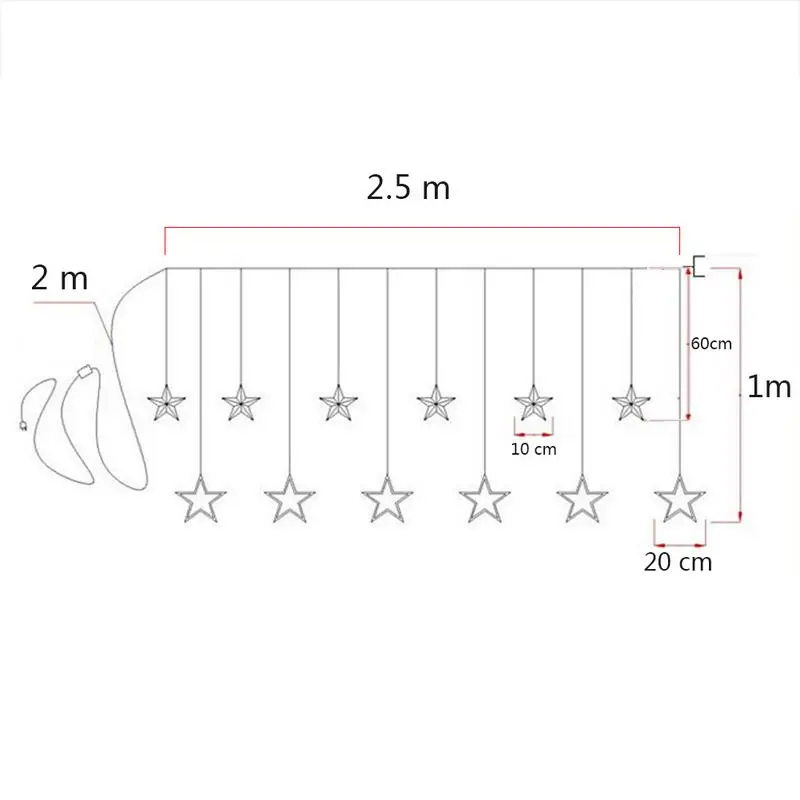 2 5 м Романтический Сказочный Звездный светильник для занавесок Рождественский