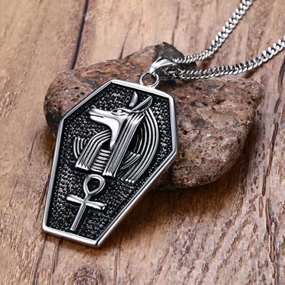 JHSL мужские египетские ожерелья и подвески Анубис серебряного цвета