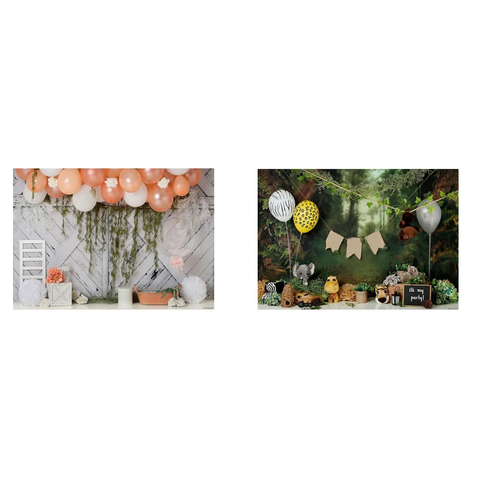 

2 шт. фон для фотосъемки воздушный шар фон для фотостудии ткань, луг ива Зеленый сад и Лес Животные для вечеринки зеленый