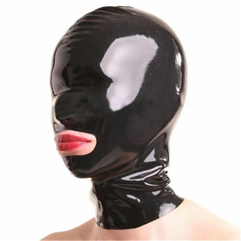 

Hot Sexy Exotic Accessaries Latex Hoods Closed Eyes Fetish Mask Rubber Mask for Adult Full Face Mask with Back Zipper