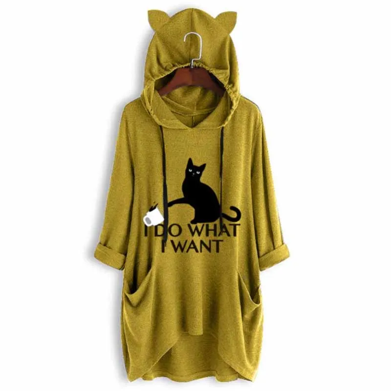 2019 футболка с капюшоном и рукавами летучая мышь женская принтом кошачья лапа
